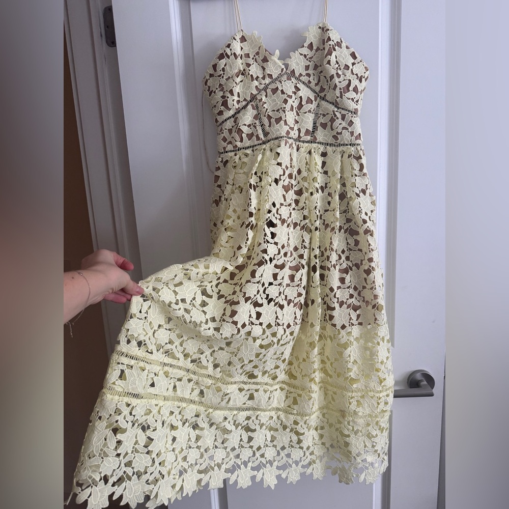 Self-Portrait Azaelea dress size 8 lace nude yellow - Picture 7 of 12